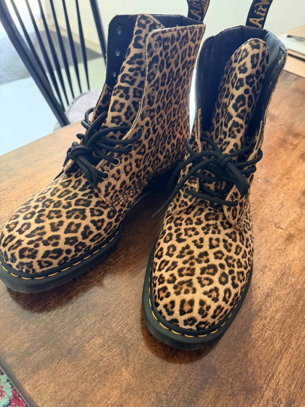 Dr. Martens Leopard Print Lace-Up Ankle Boots - Black & Brown